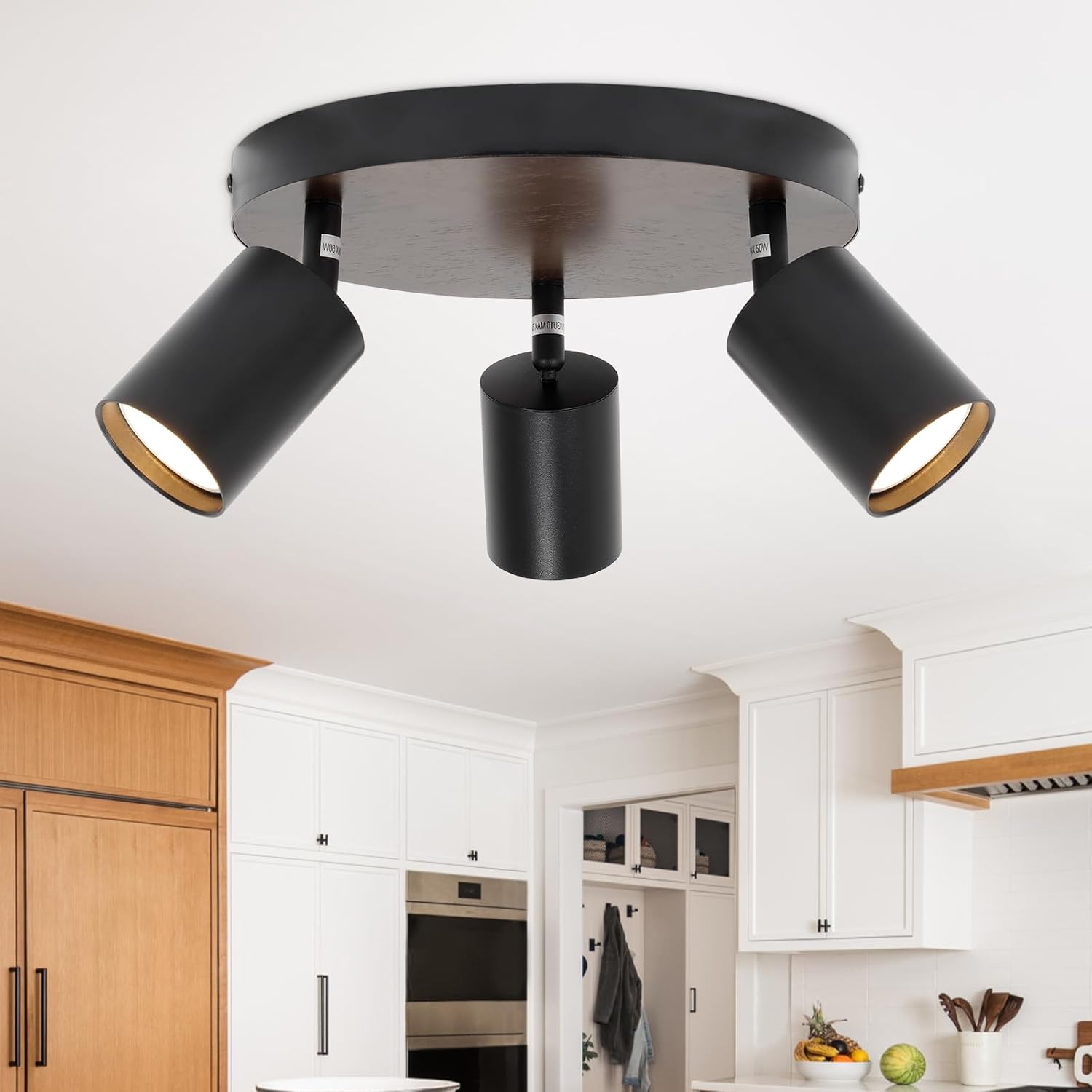 Ketom 3-Light LED Flush Mount Ceiling Light with Dark Walnut Canopy