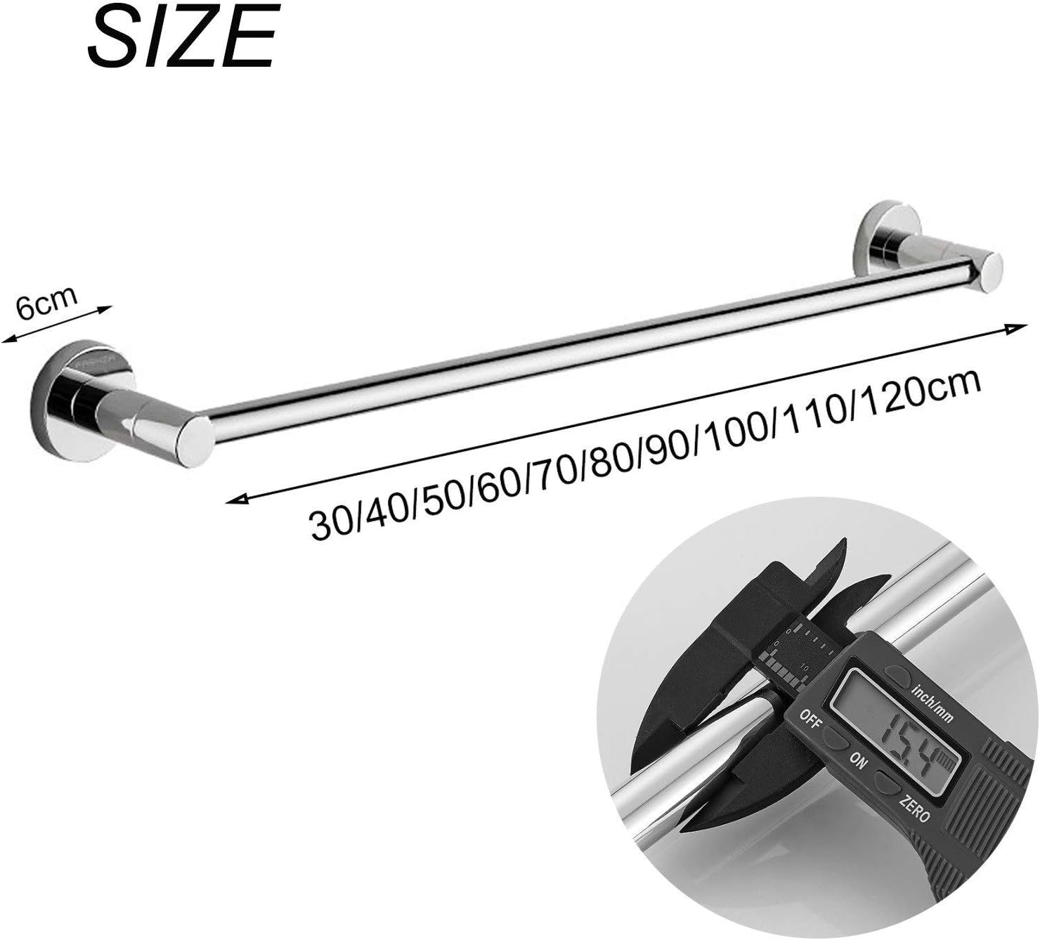 BOCbco Towel Rail 40Cm Stainless Steel Single Holder Bar