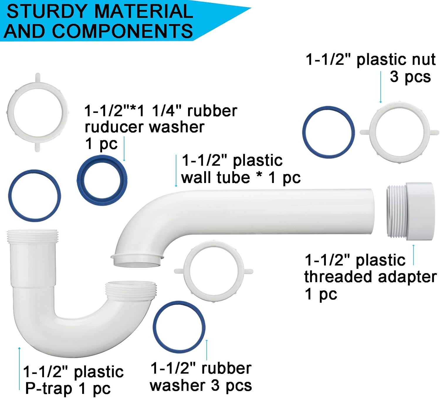 Yariwiz White P Trap 1 12 Inch Drain Kit