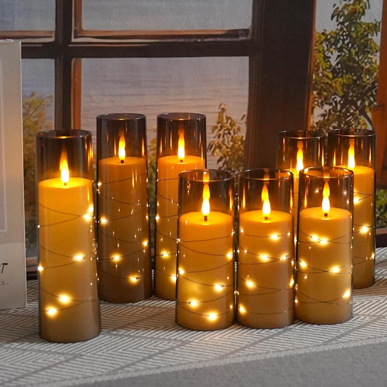 kakoya Flameless LED Candles with Timer 9pcs Grey