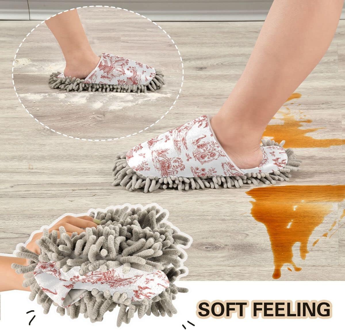 DOMIKING Chinoiserie Cleaning Slippers for Women and Men