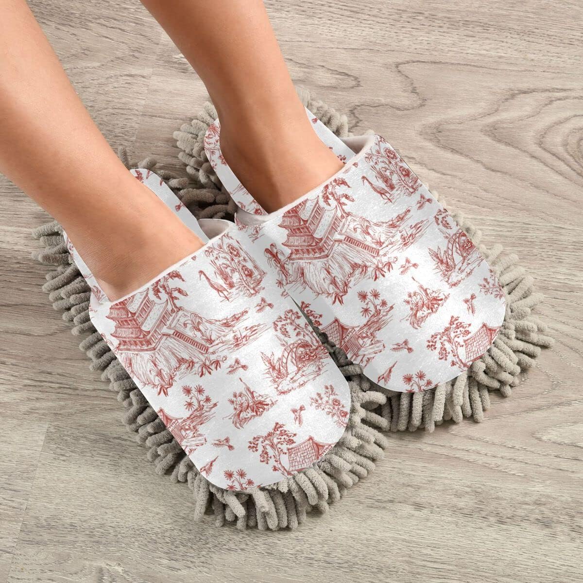 DOMIKING Chinoiserie Cleaning Slippers for Women and Men