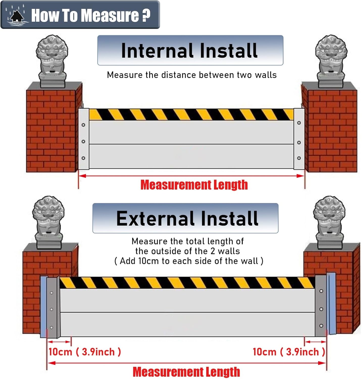 Flood Defense System - 47inch Aluminum Baffle Barriers Silver-L-175c