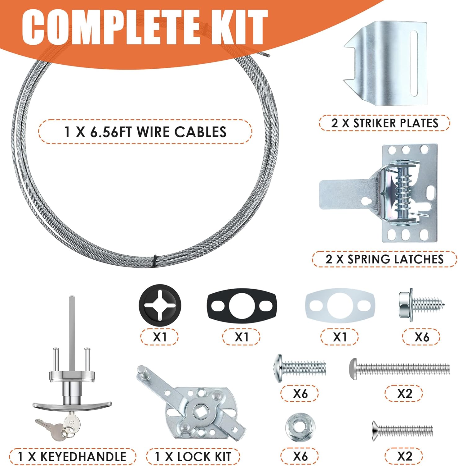 Universal Garage Door Lock Kit with Keyed Handle and Spring Latch
