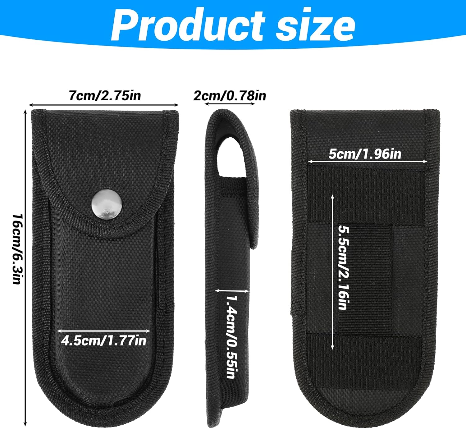 Trinkrittey Folding Knife Sheath with Snap Closure for 5-55 Multitools