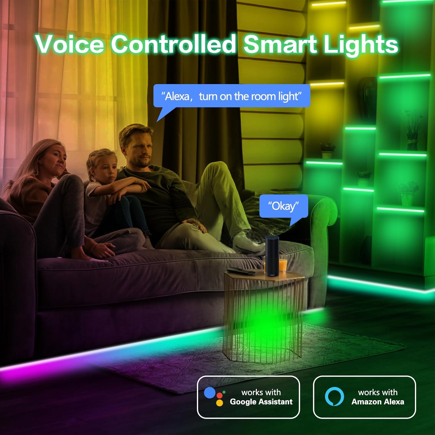 KEXU 50ft Smart WiFi LED Strip Light with Alexa and Google Assistant
