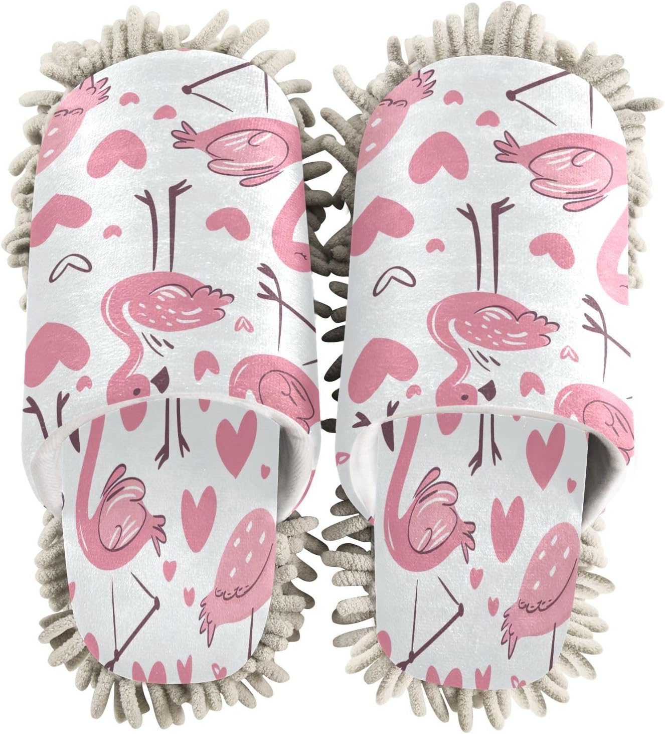 Zhirexin Flamingo Mop Slippers for House Cleaning