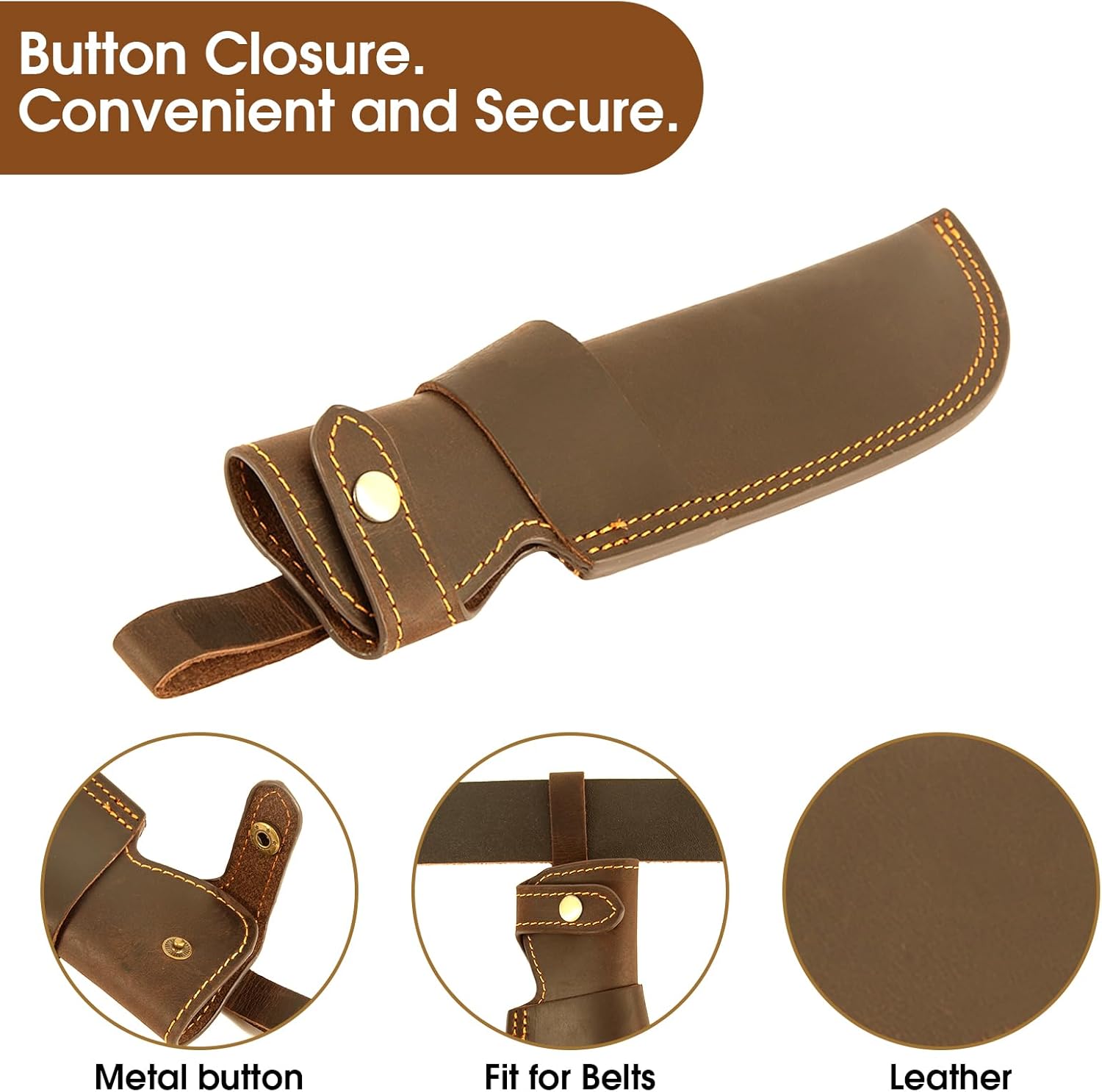 Premium Leather Knife Sheath 51 Inch Belt EDC Holster