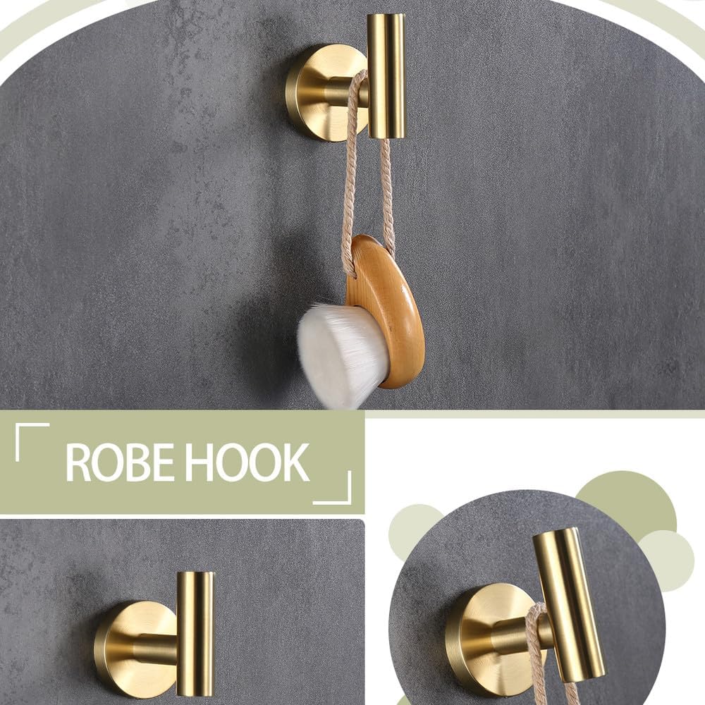 Brushed Gold Stainless Steel Towel Bar Set 1