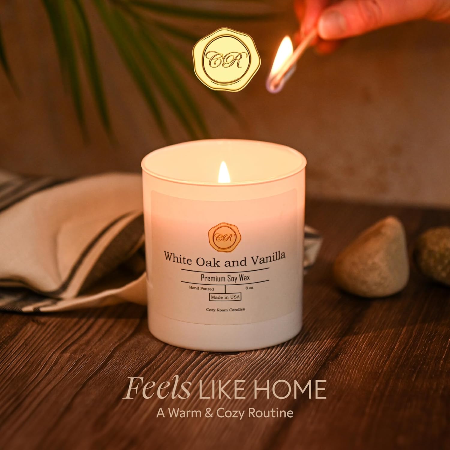 Cozy Room Candles - White Oak Vanilla 8oz Soy Candle
