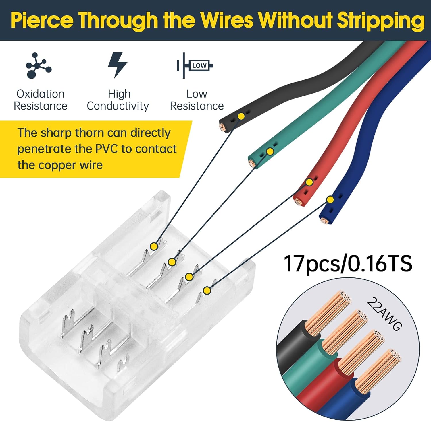 GXILEE 4 Pin LED Strip Connector 10 Pack with 164ft Extension Cable