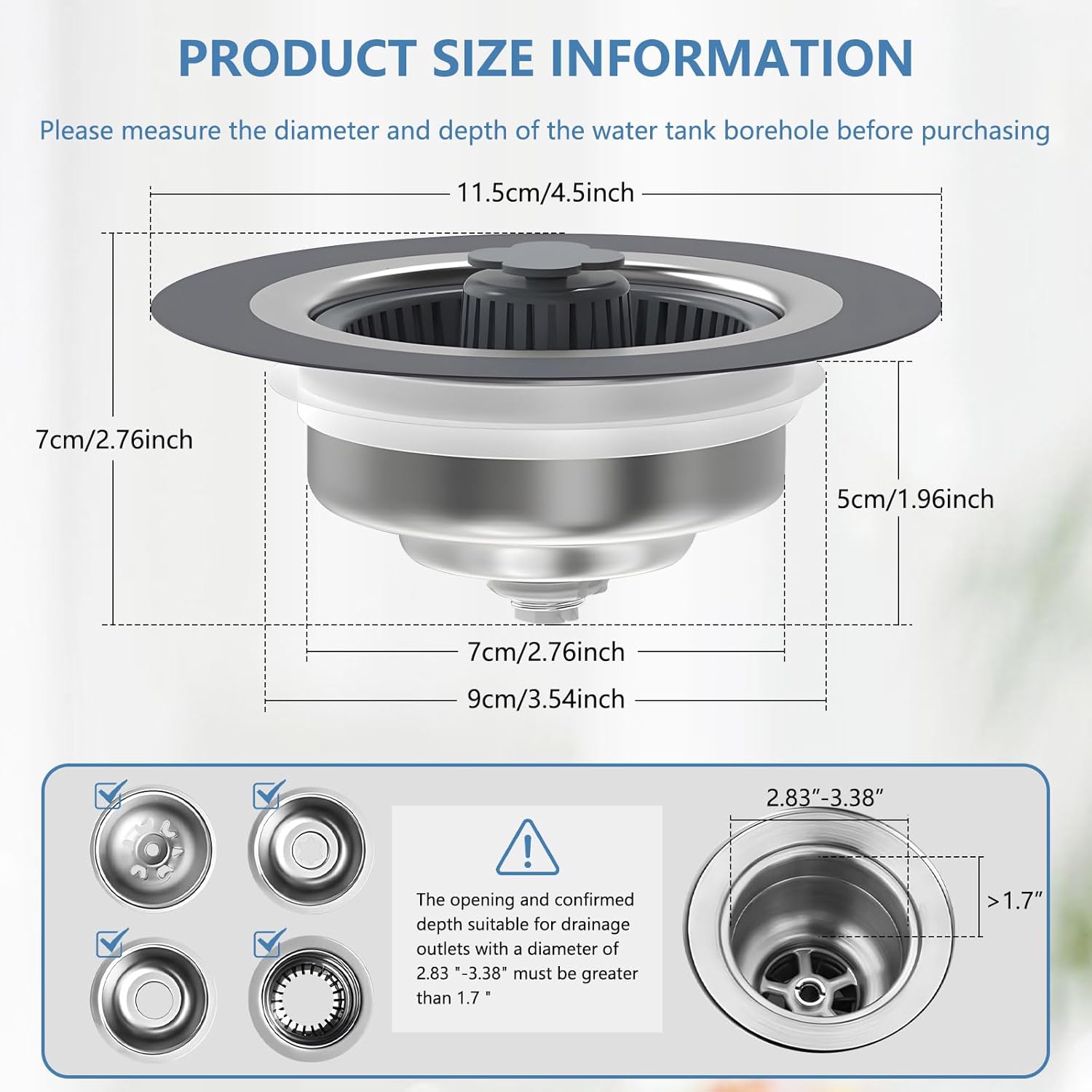 3 in 1 Kitchen Sink Drain Strainer 2 Pack