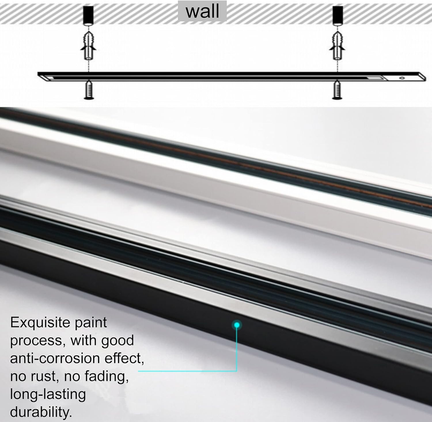 HSJZZM H Track Lighting Rail Kit 5FT 120V White