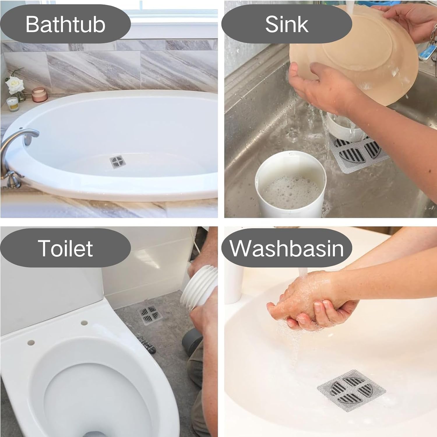 30PCS Jorakie Square Hair Catcher for Bath Kitchen