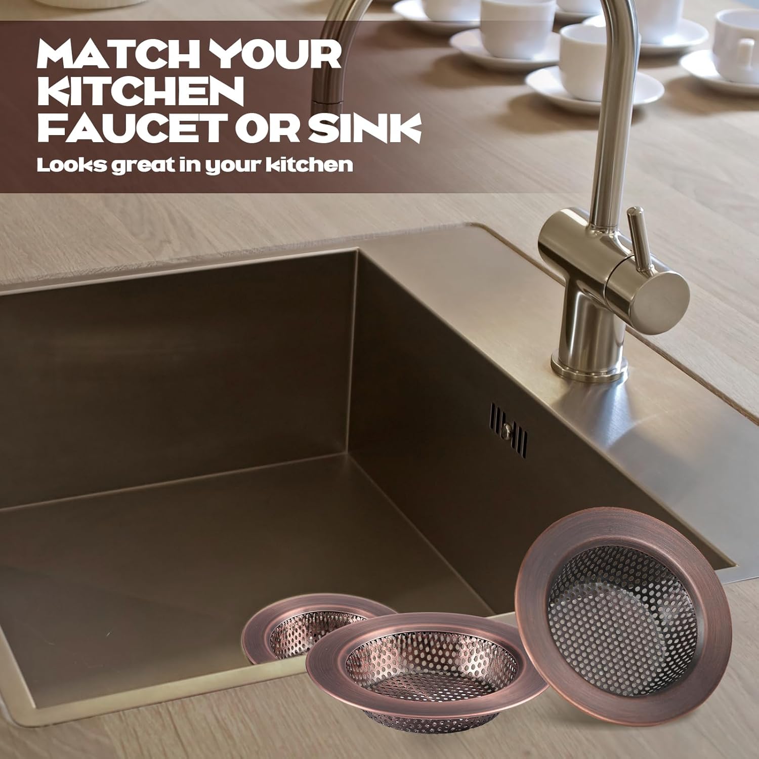 Retisee 2 Pcs Stainless Steel Sink Strainer Red Bronze 44 Diameter