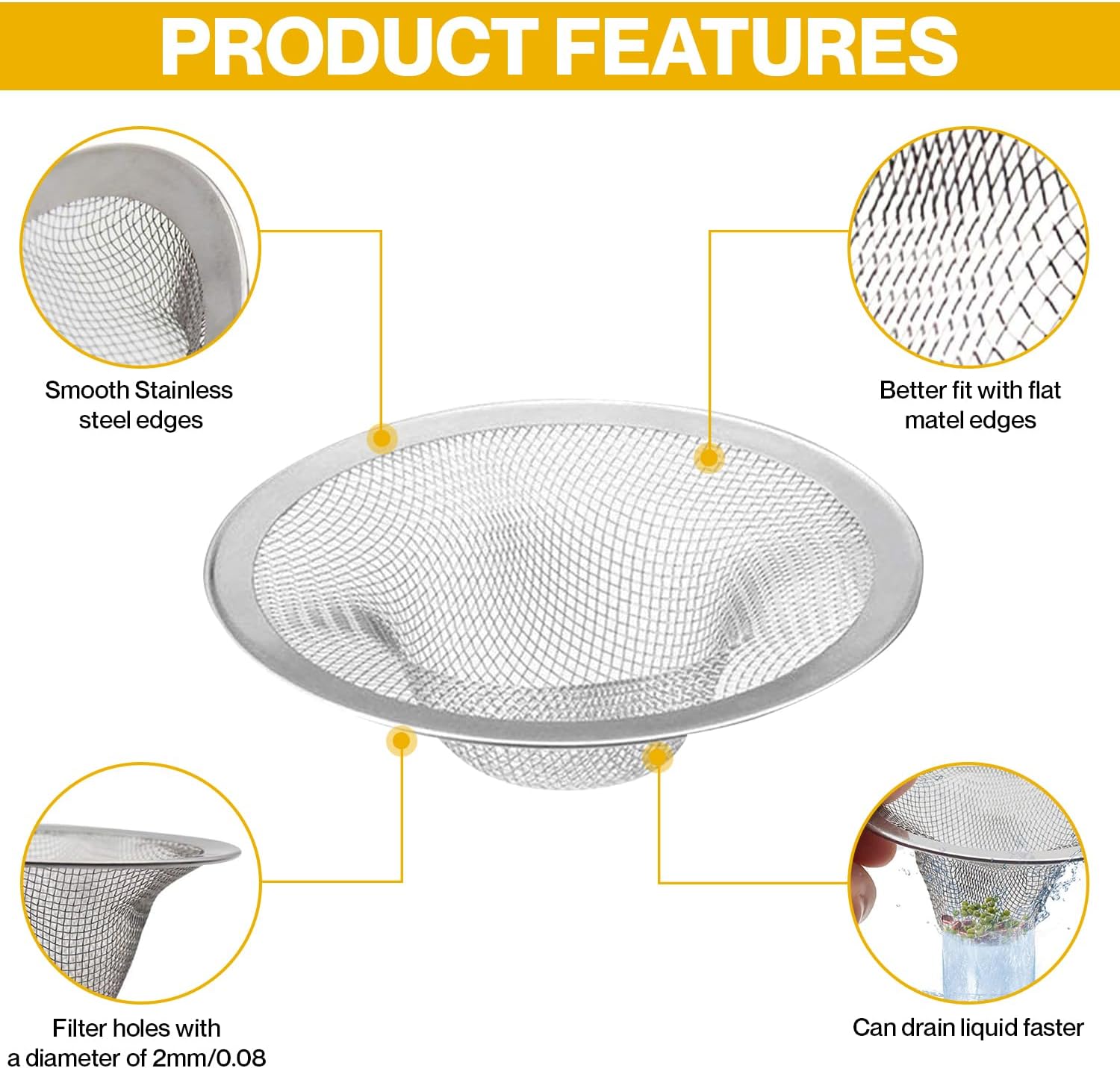 2-Pack Kitchen Bathroom Sink Drain Strainers - 275 2 Inch Hair Catcher Set