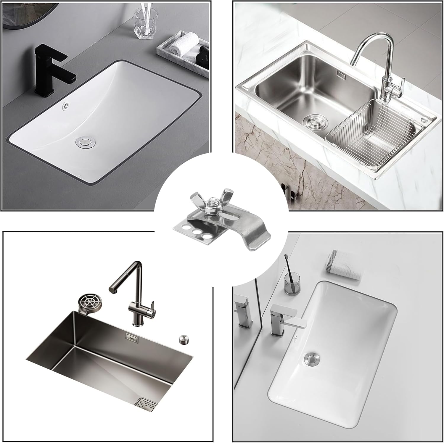 10Pcs 304 Stainless Steel Sink Clips Kit for Undermount Installation