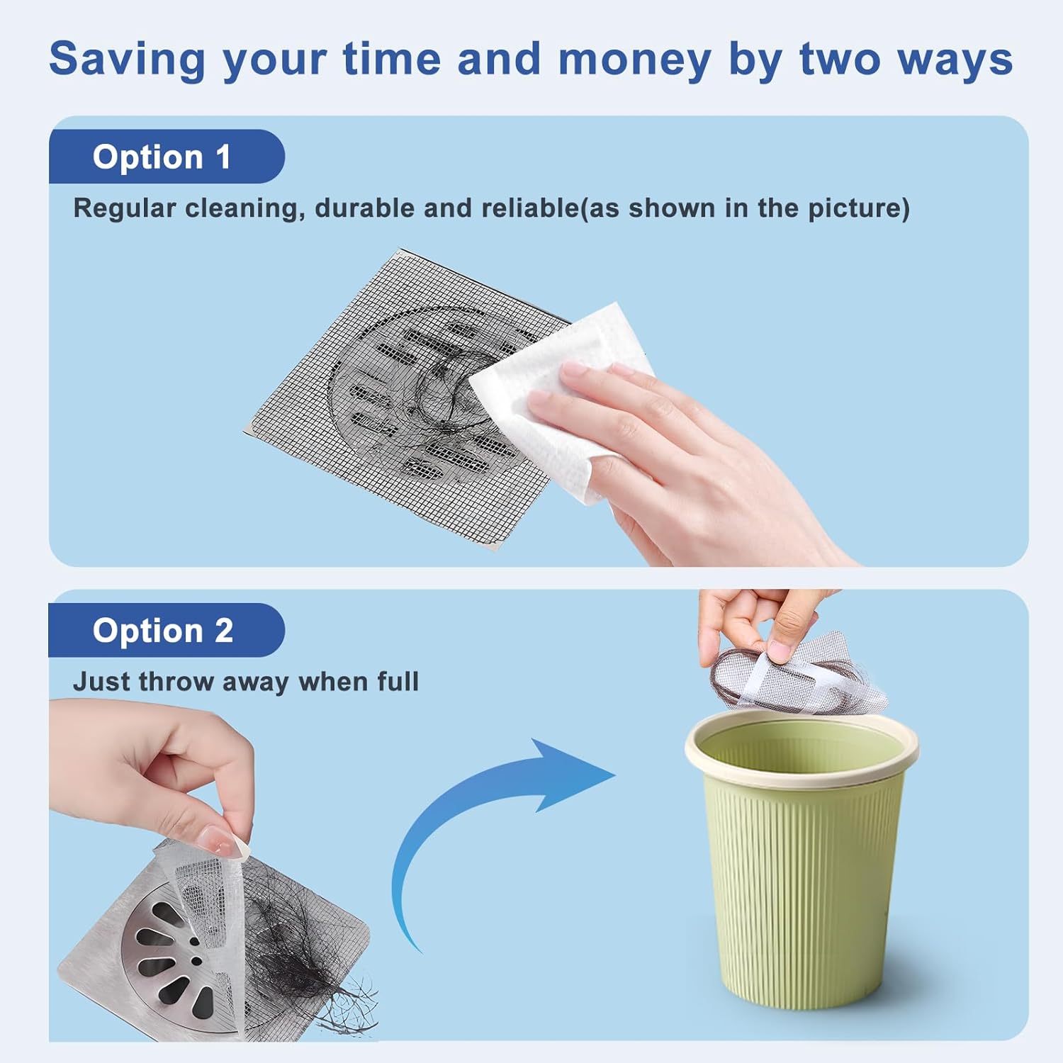 PASAGLU 4 x 4 Disposable Shower Drain Hair Catcher
