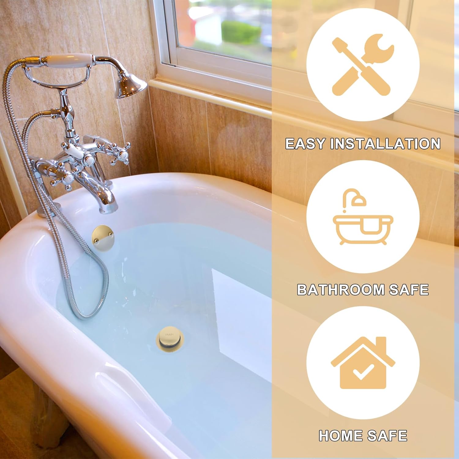 Universal Bath Tub Drain and Overflow Kit with All Metal Components 1