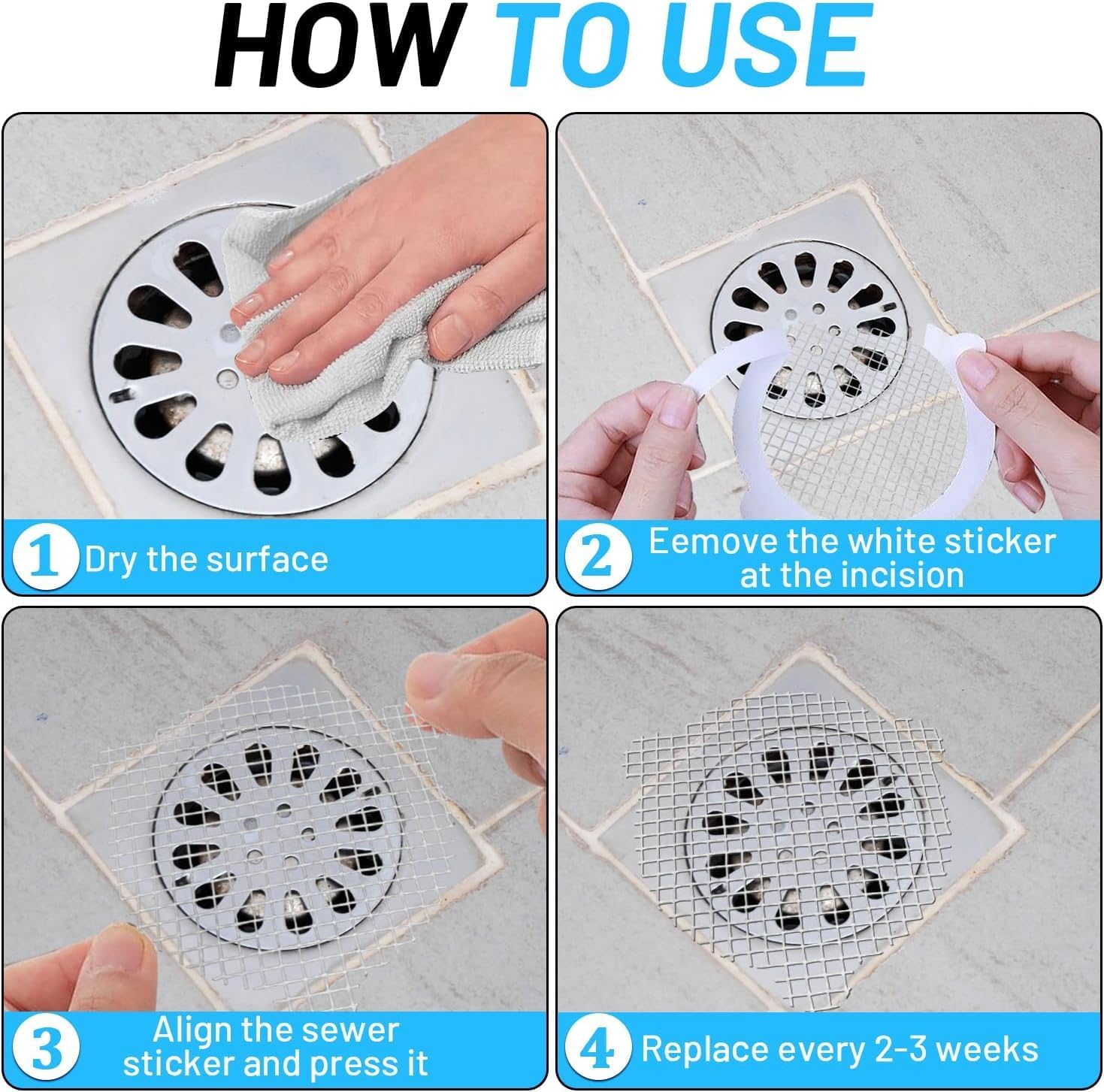 AMAZOPEN 25-Pack Disposable Shower Hair Catcher Stickers