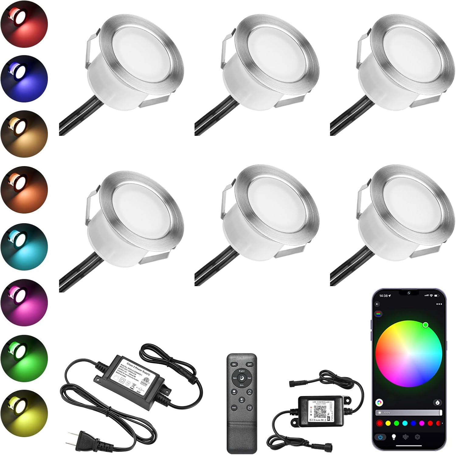 Sumaote 6pcs LED Deck Light Kit with WiFi Smart Control