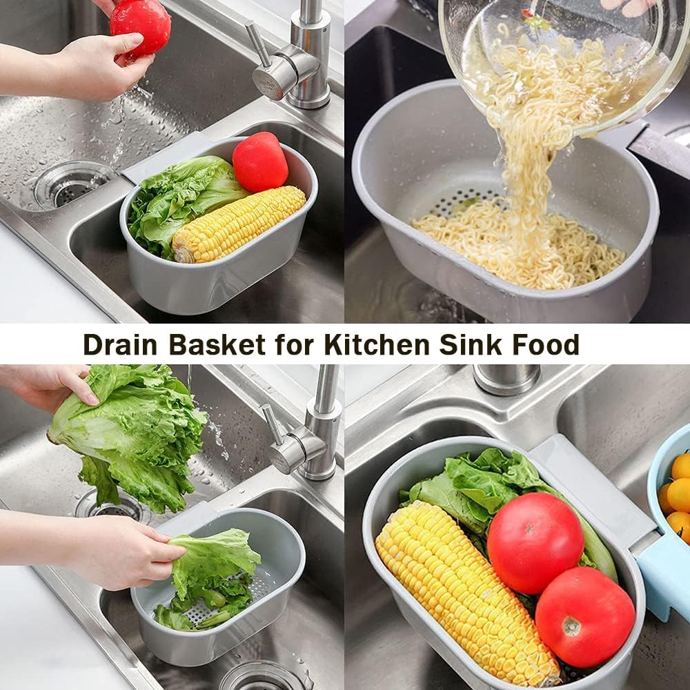 Kitchen Sink Drain Strainer Basket with Dry Wet Separation - Grey