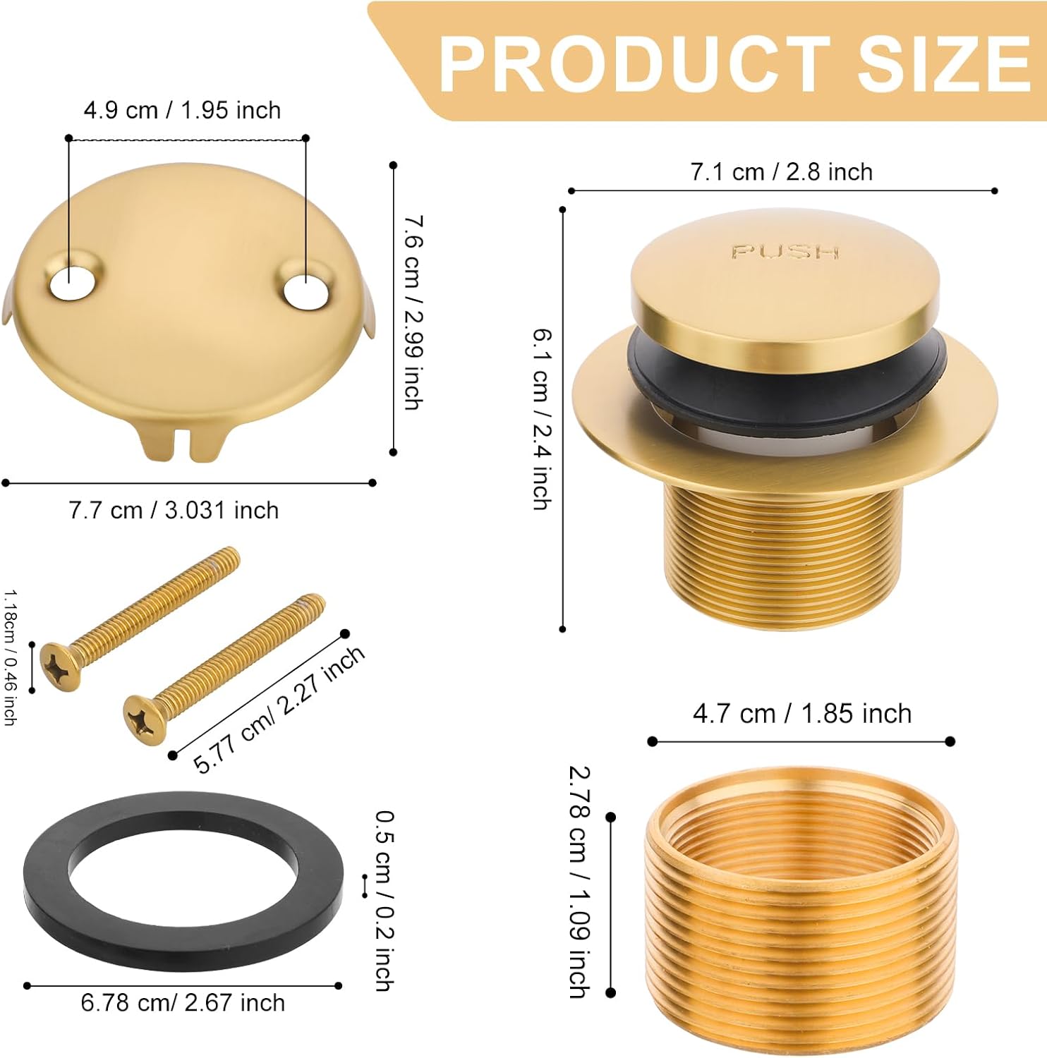 Universal Bath Tub Drain and Overflow Kit with All Metal Components 1