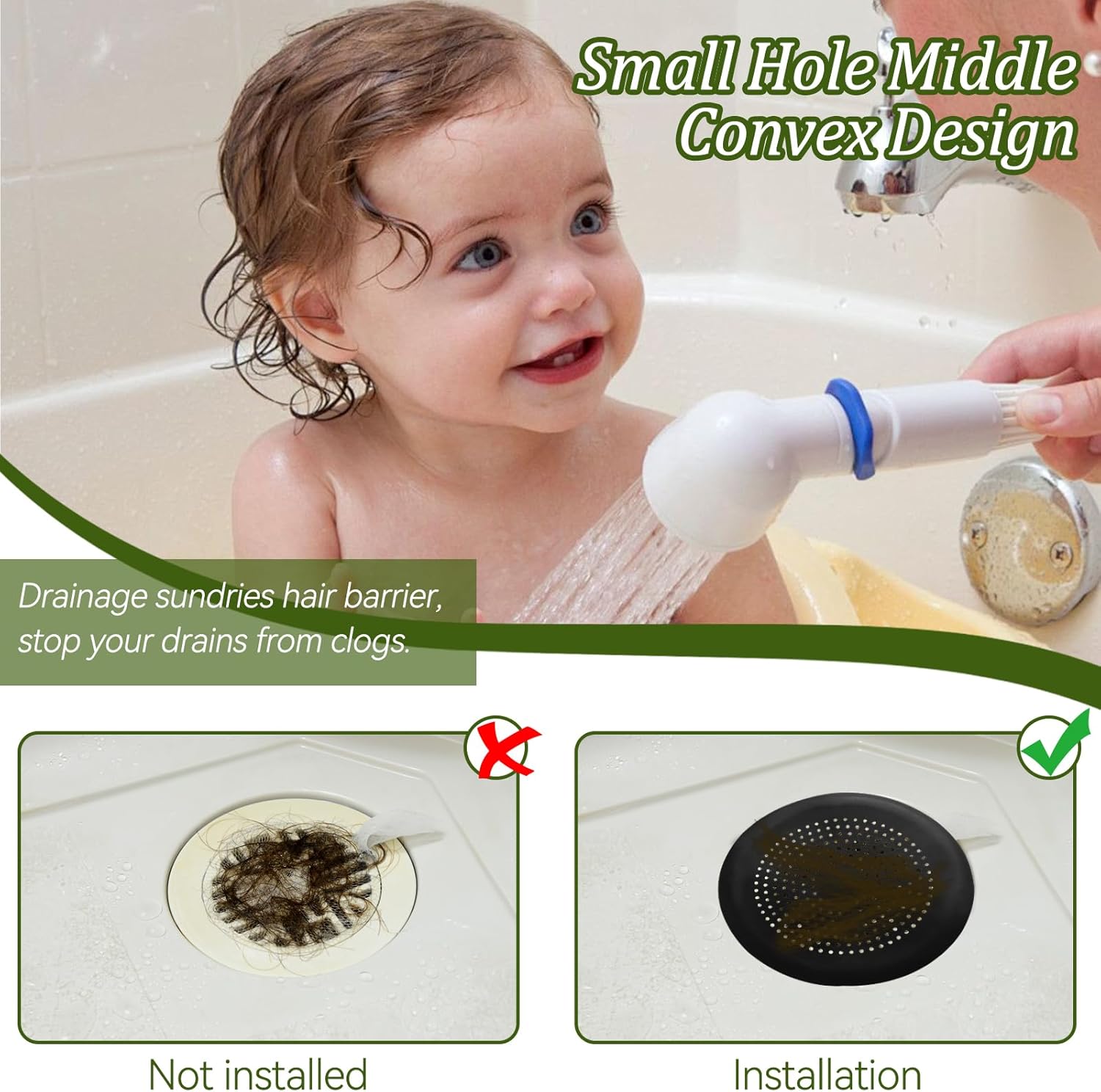 Waziaqoc 2 Pack Drain Hair Catcher Black