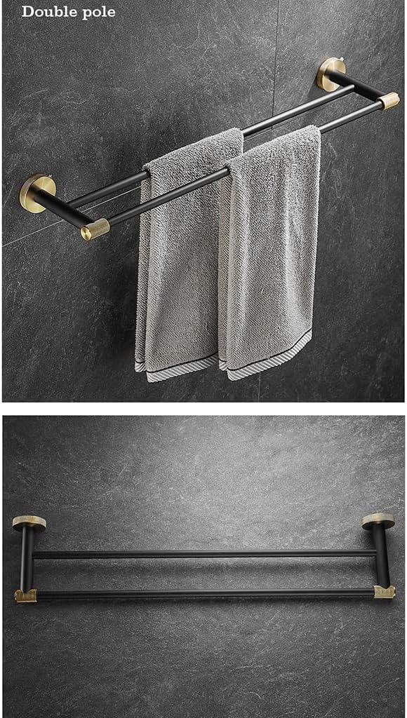 ANNBKA Black Bathroom Hardware Set with Towel Rail and Bar Shelf