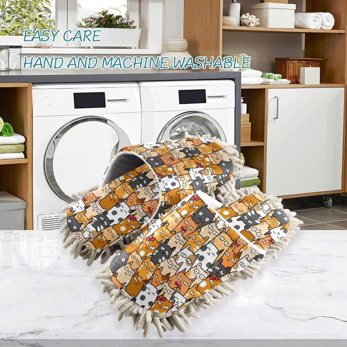 DOMIKING Mop Slippers for Floor Cleaning with Microfiber Sole