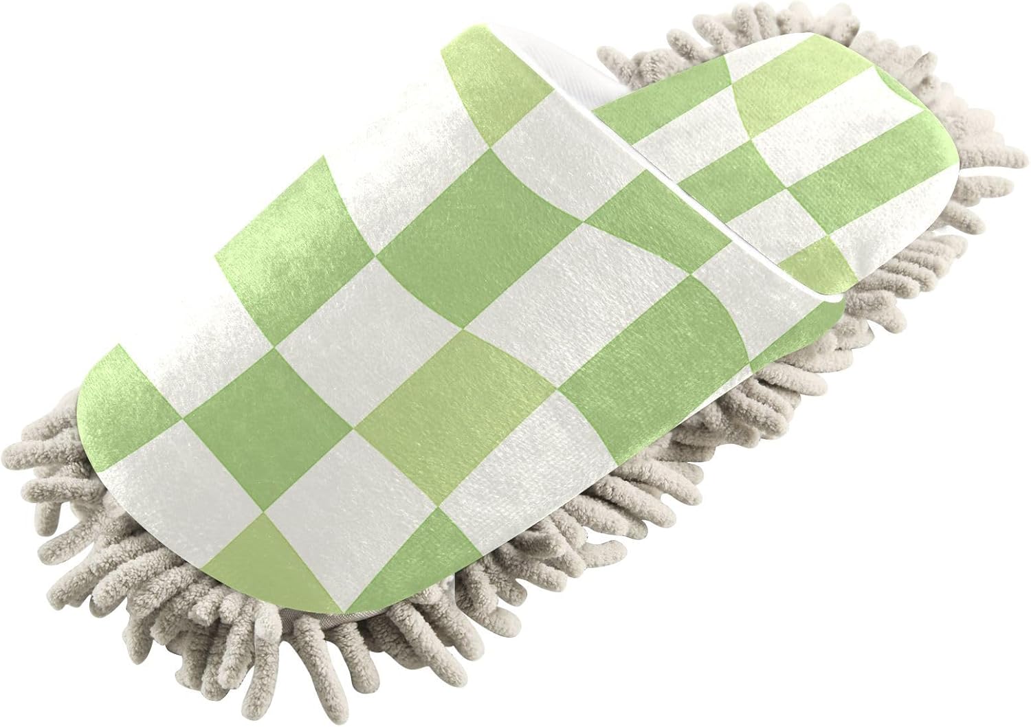 Zhirexin Green Checkered Mopping Slippers