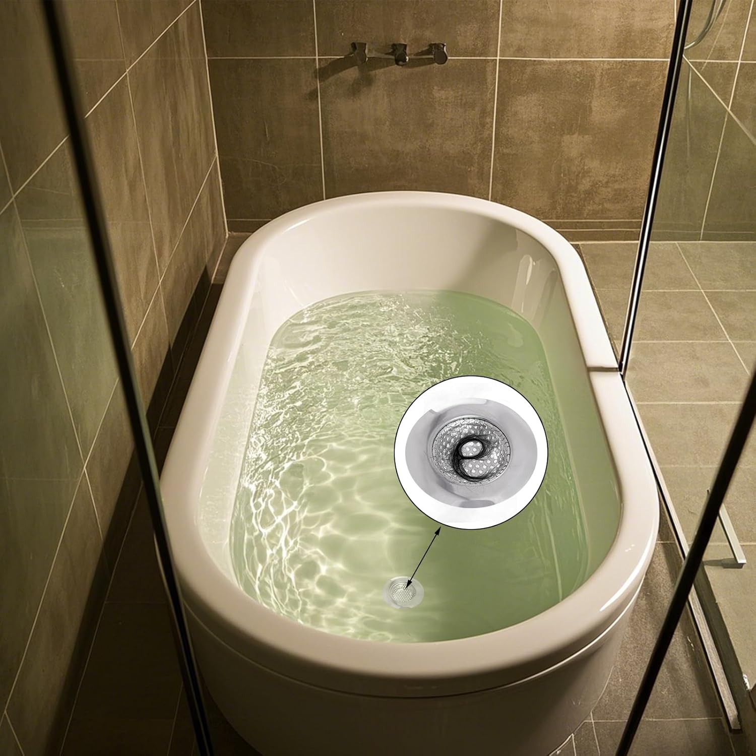 hoyuwak 2 PCS Bathtub Drain Strainer with Mirror Design