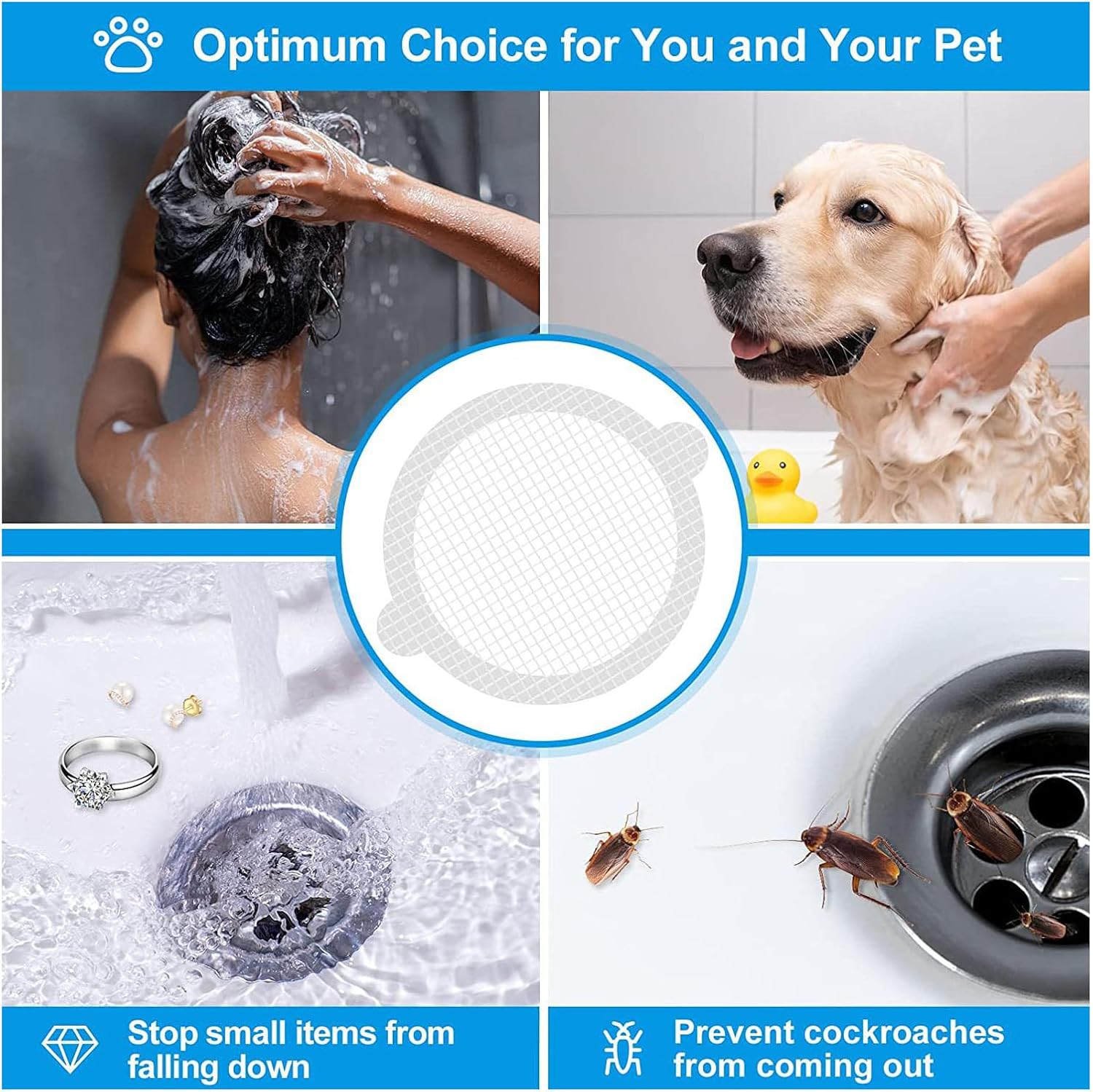10pcs Disposable Hair Drain Cover Sticker for Kitchen and Bathroom
