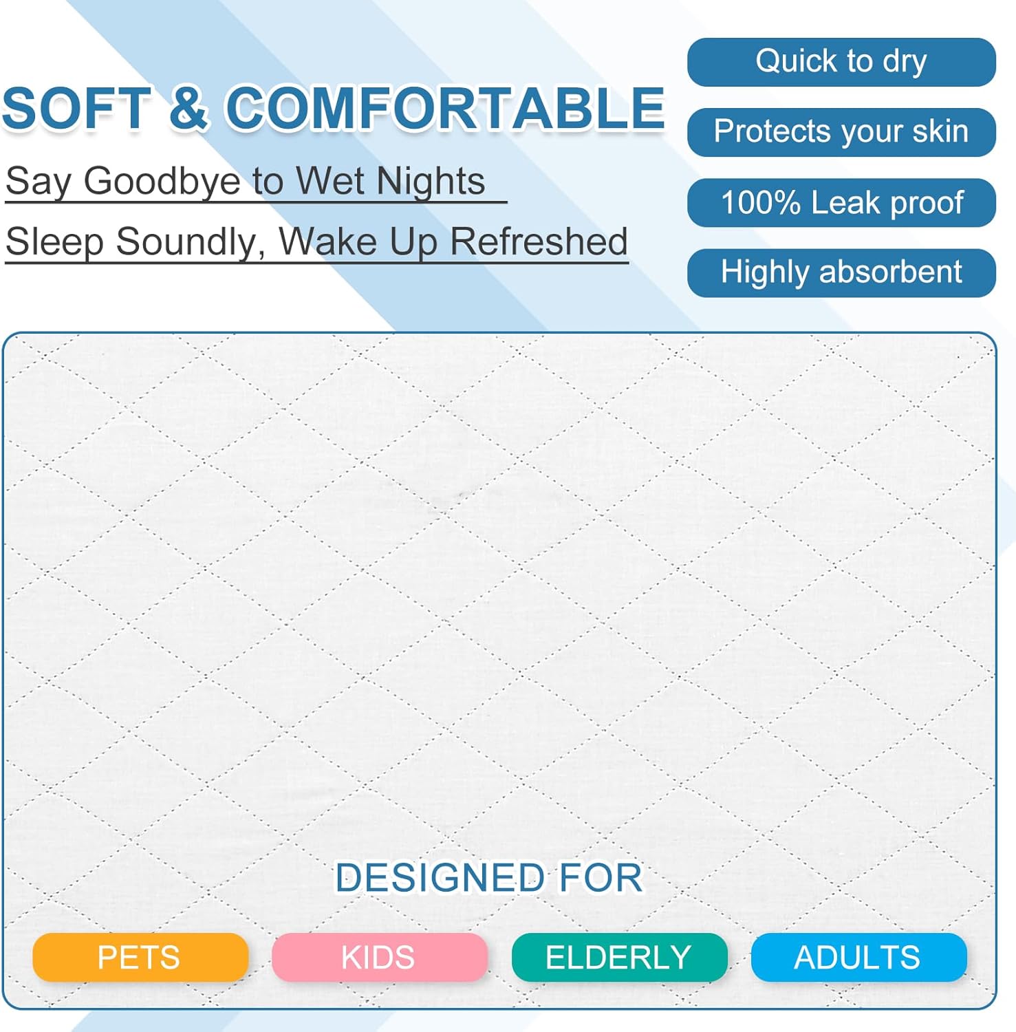 OUTCREATOR Washable Bed Pads 34x56 Pack of 2 1