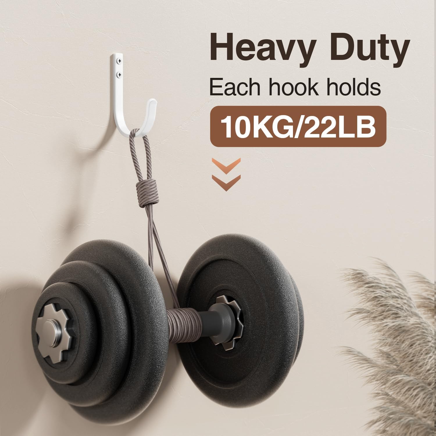 Wall Hooks for Towel and Coat - 5 Pack 22LB Metal Hanger