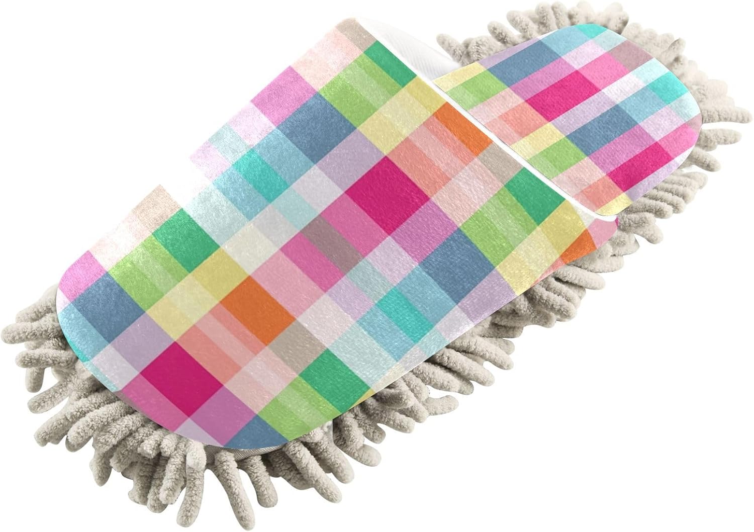 Zhirexin Colorful Striped Plaid Cleaning Slippers
