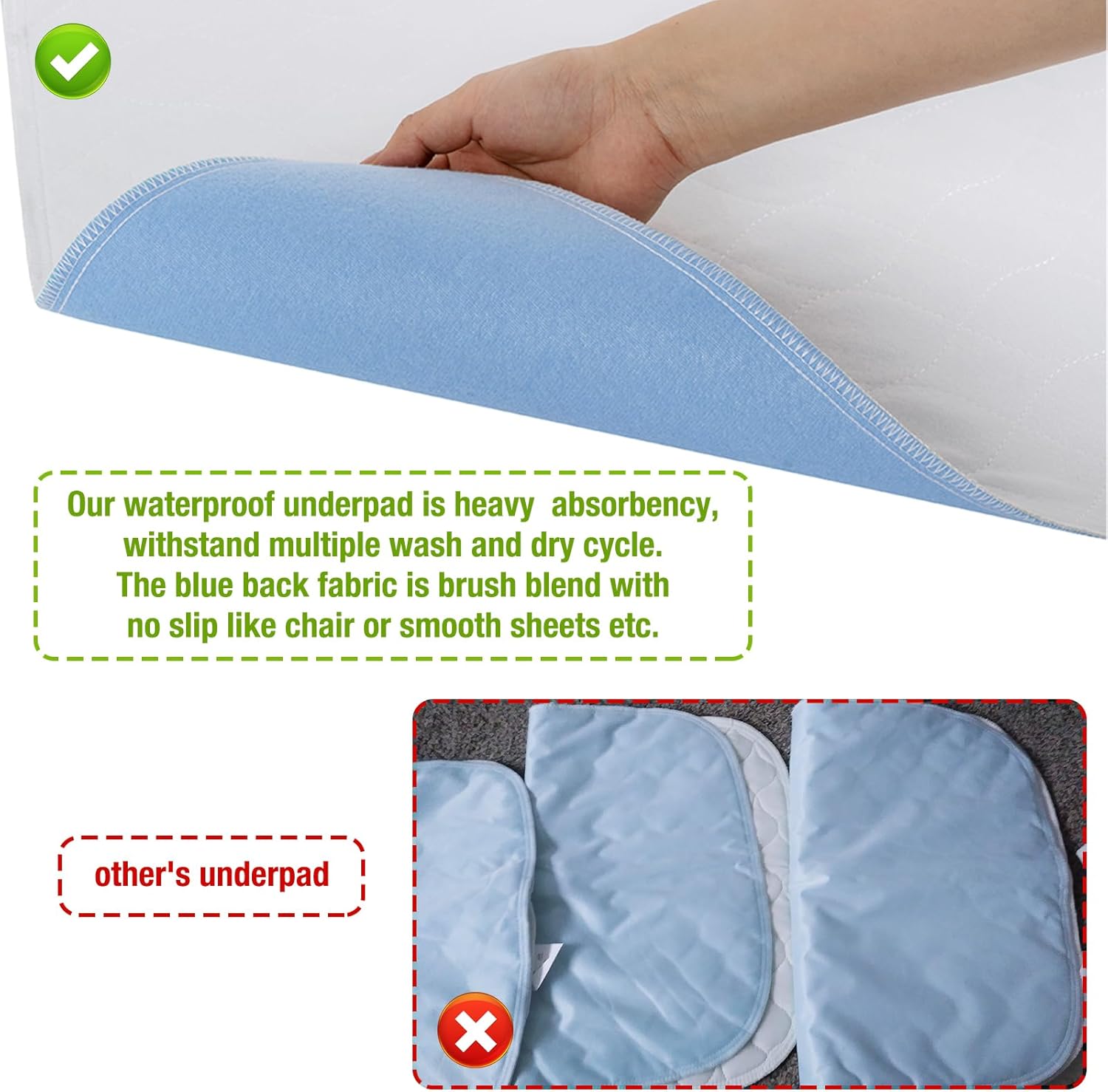 Bamuho 4-Layer Waterproof Bed Pads Washable