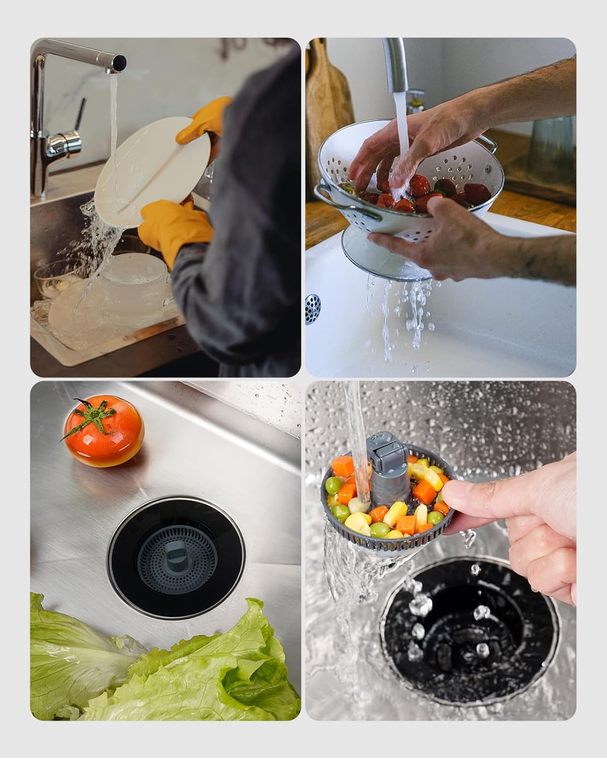 Hibbent 3 in 1 Sink Drain Strainer Combo Matte Black Stainless Steel