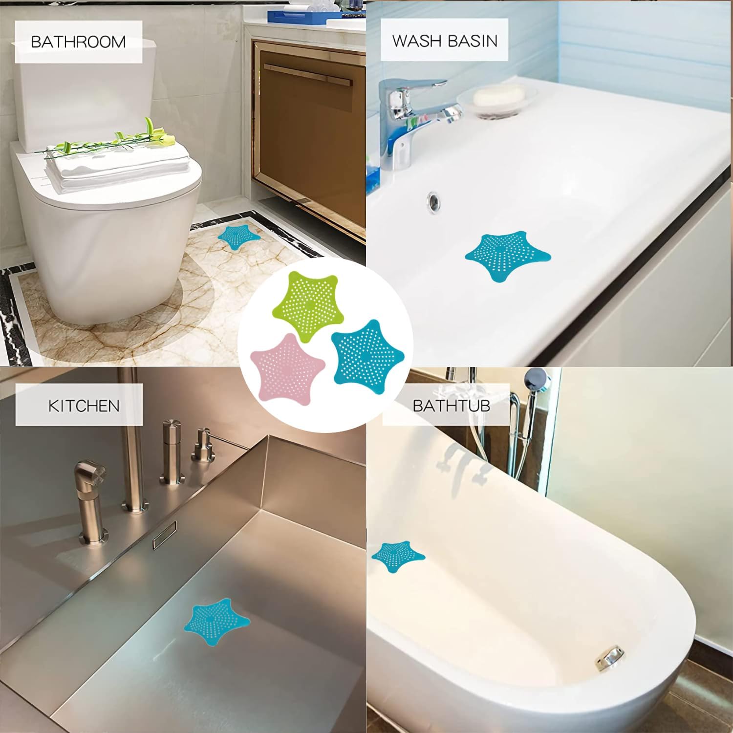 ZPCTECHGO Hair Catcher Shower Drain - 3pcs Set with Suction Cups
