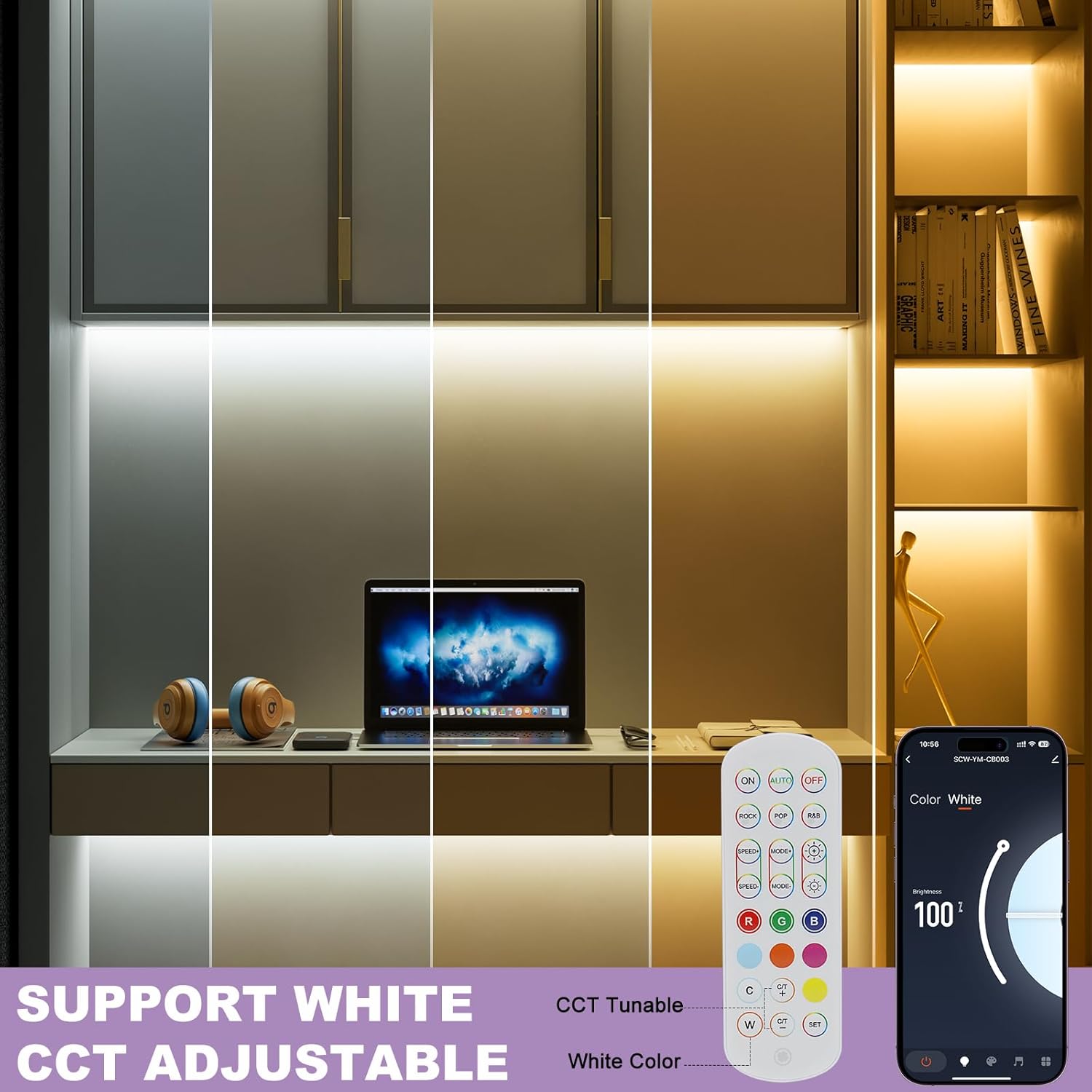 MIWISE 20ft RGB COB LED Strip Light DC24V Dimmable