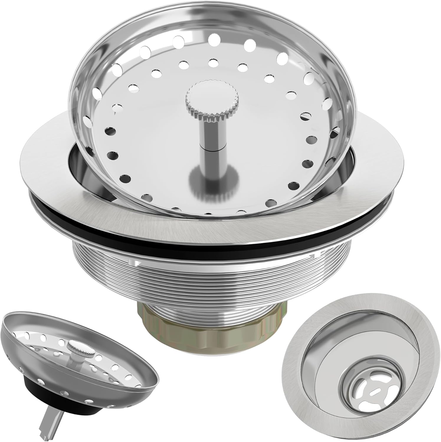 Exakey 3-12 Inch Brushed Stainless Steel Sink Drain Strainer Kit