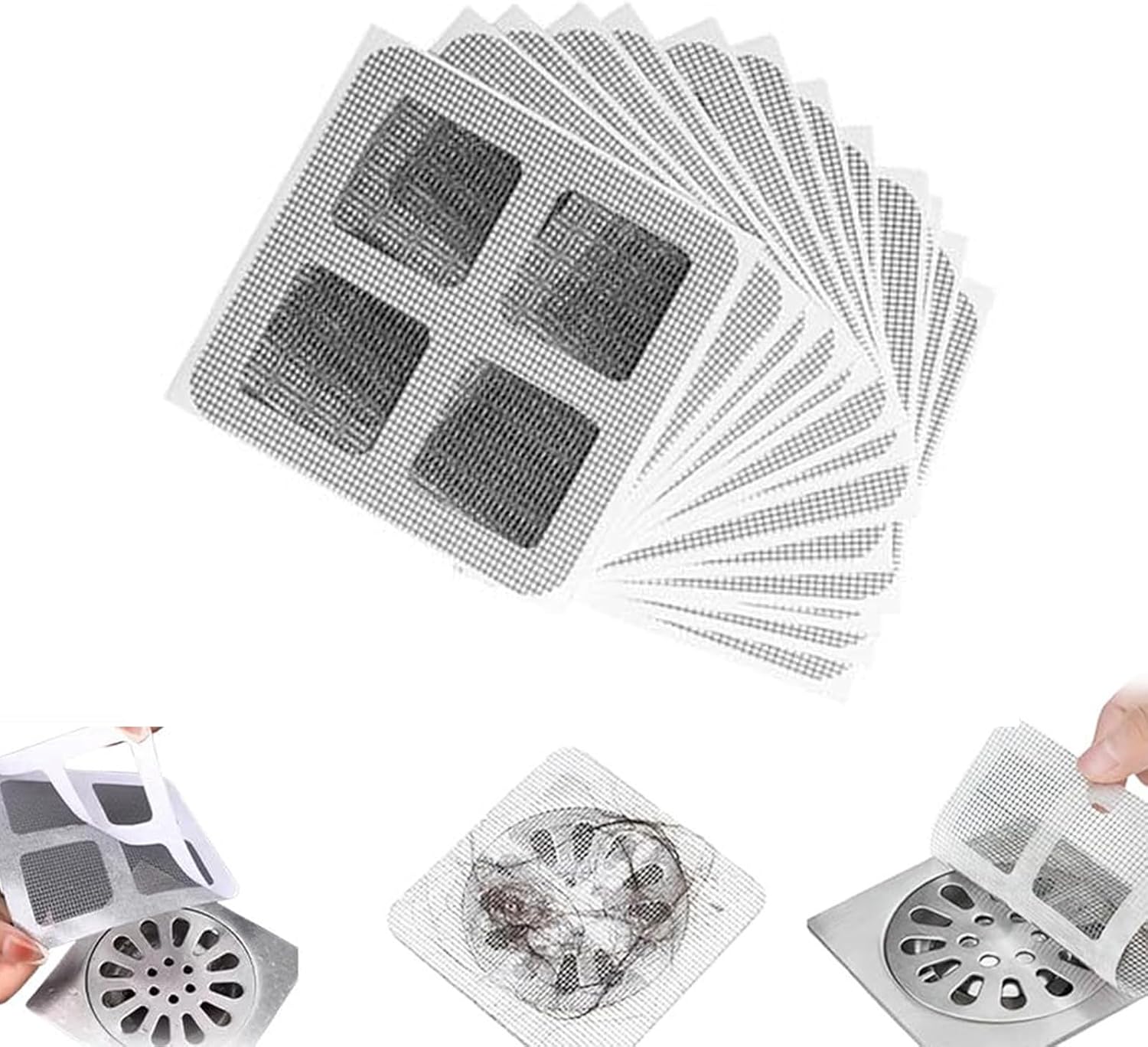 Yilia 4x4 Floor Drain Hair Catcher Stickers 10PCS