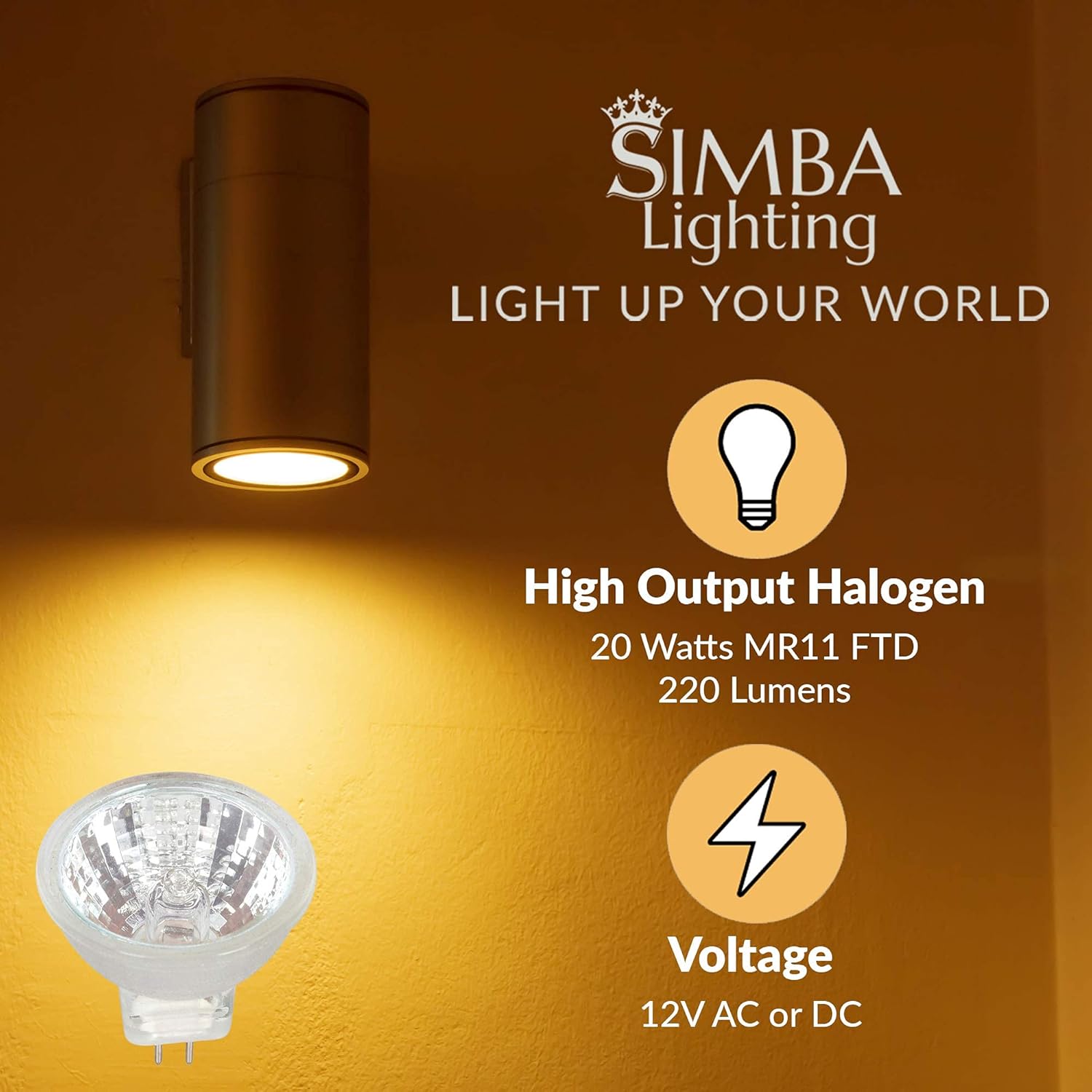Simba Lighting 20W MR11 Halogen Spotlight Bulbs 6 Pack