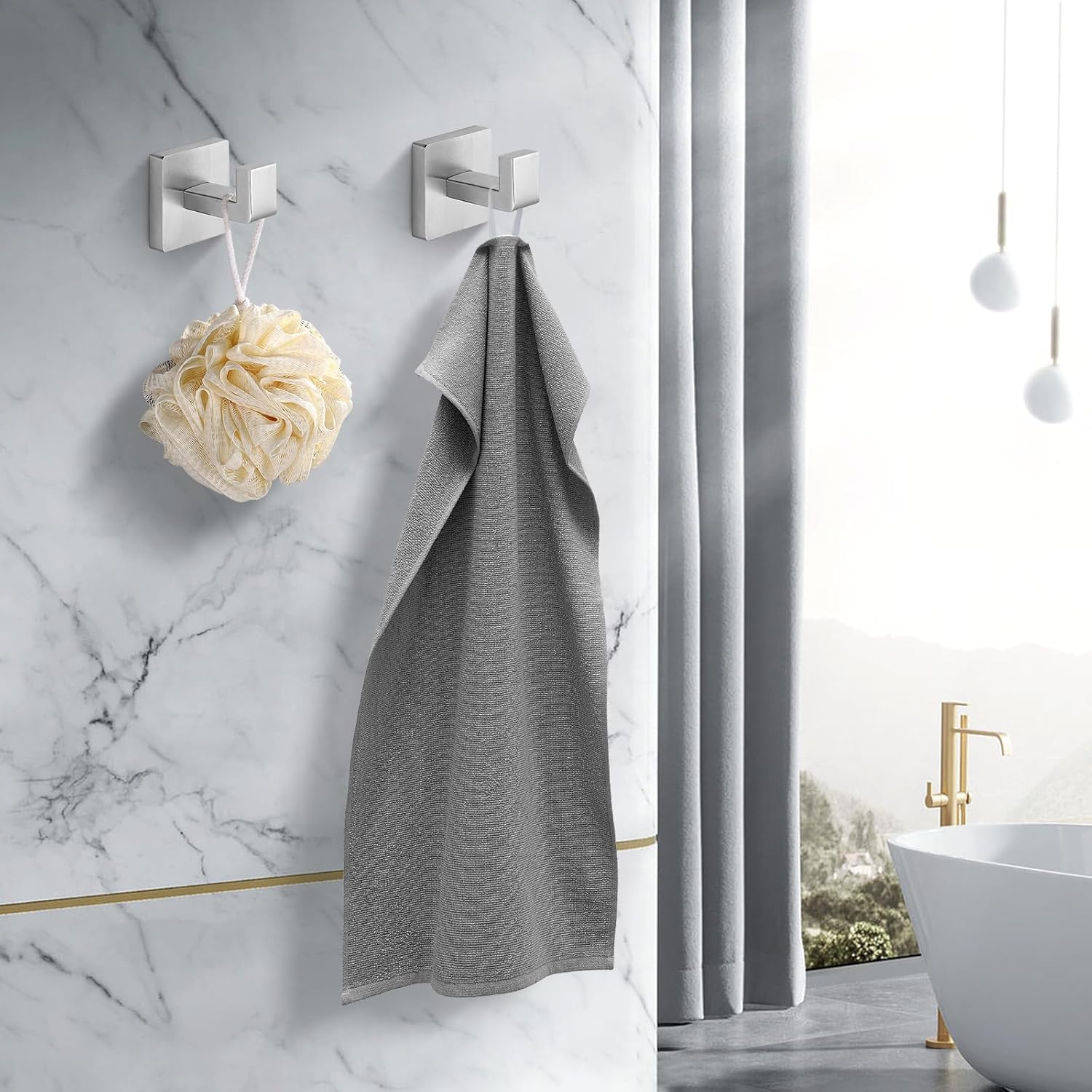 Fenas Towel Hooks 2 Pack Brushed Nickel Stainless Steel 1