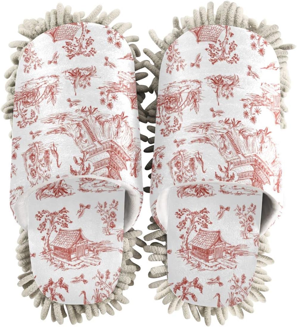 DOMIKING Chinoiserie Cleaning Slippers for Women and Men