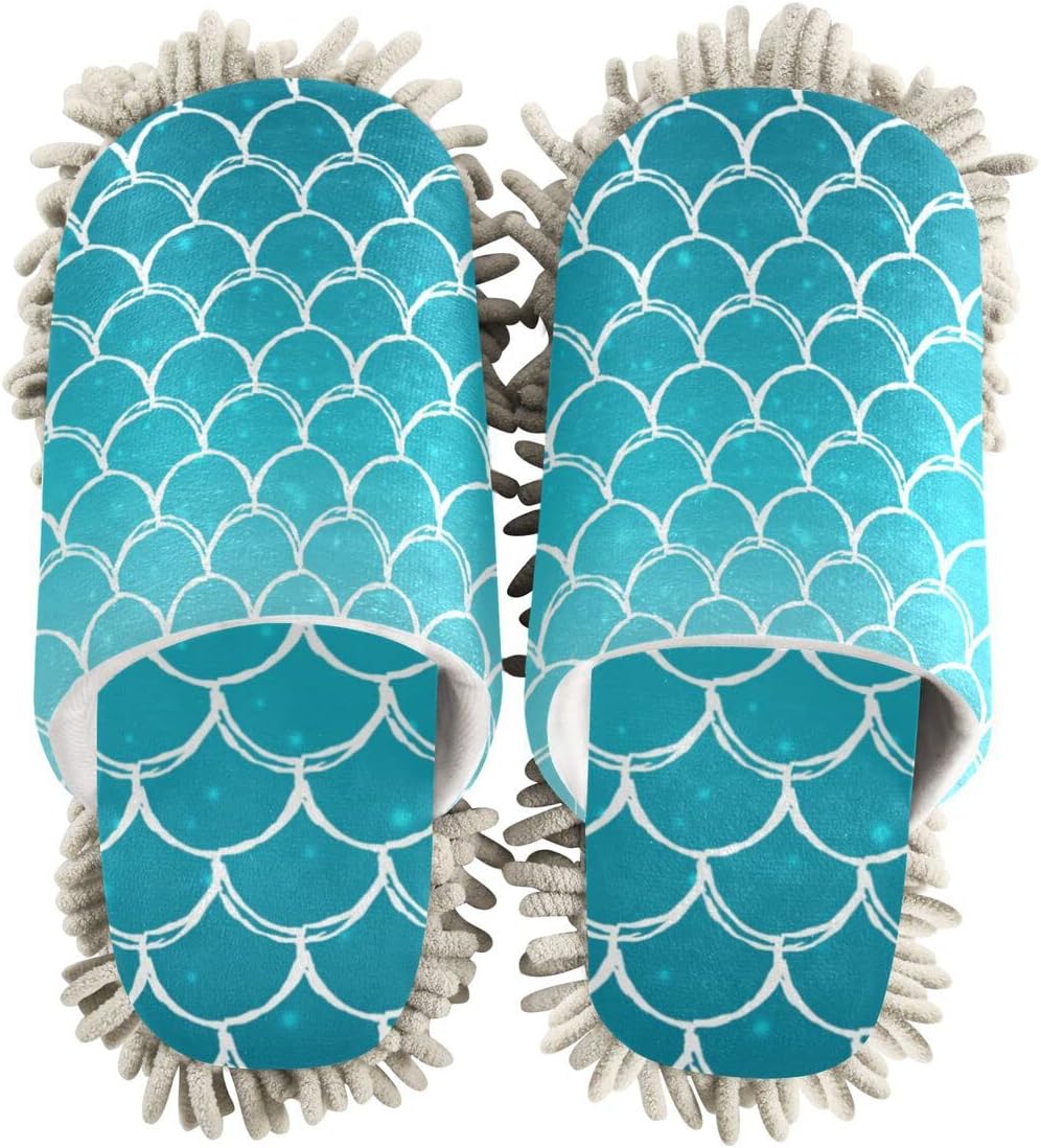DOMIKING Mermaid Scale Mop Slippers for Women 1