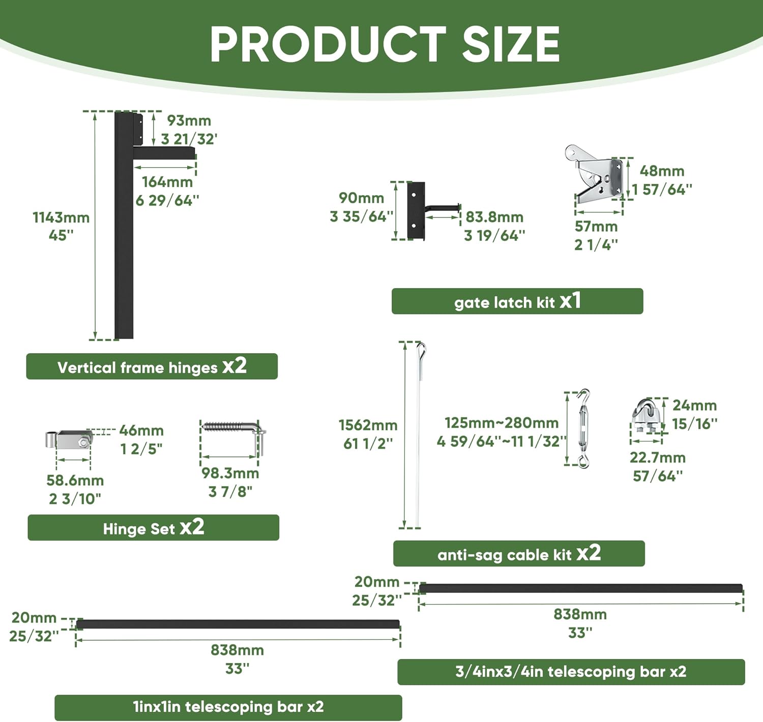 BARNSMITH Anti Sag Gate Kit for Wooden Fences