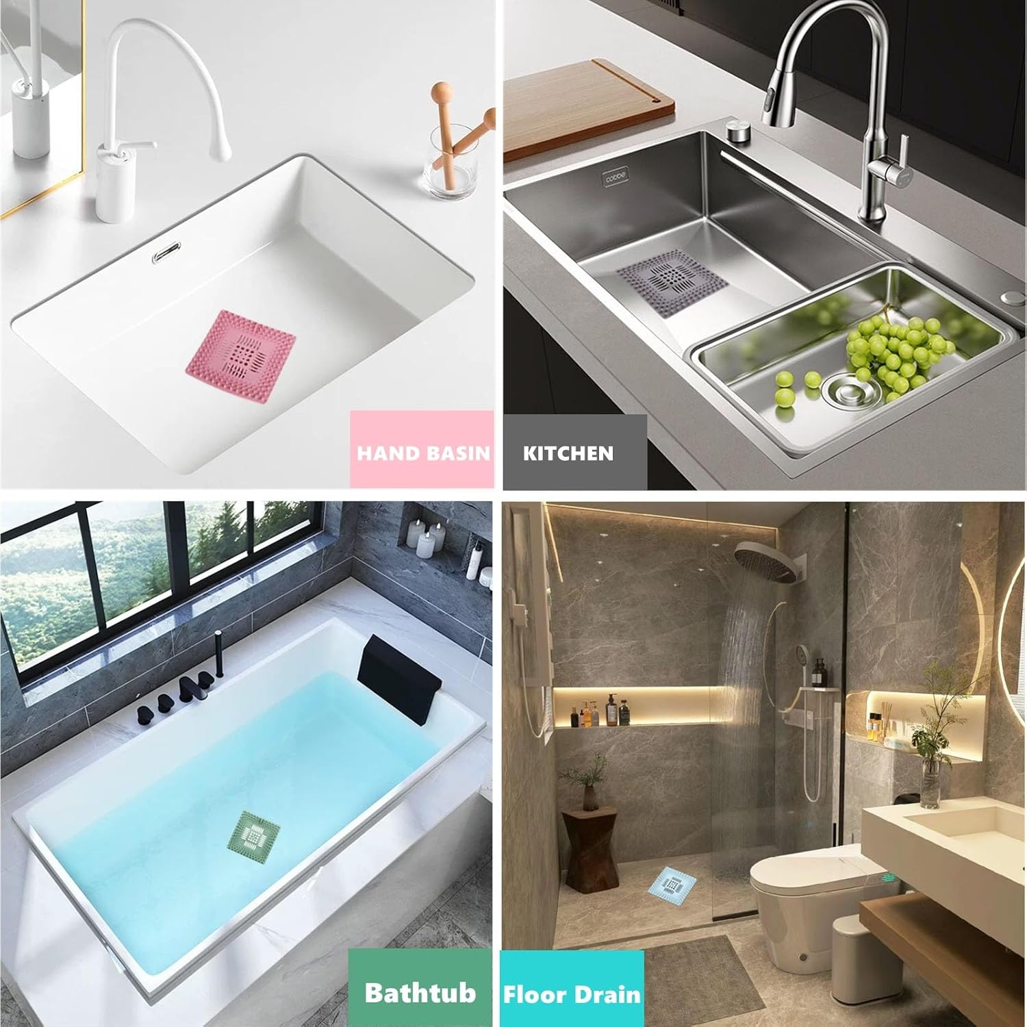 4 Pack Hair Catcher for Sink Shower Bathtub Drain