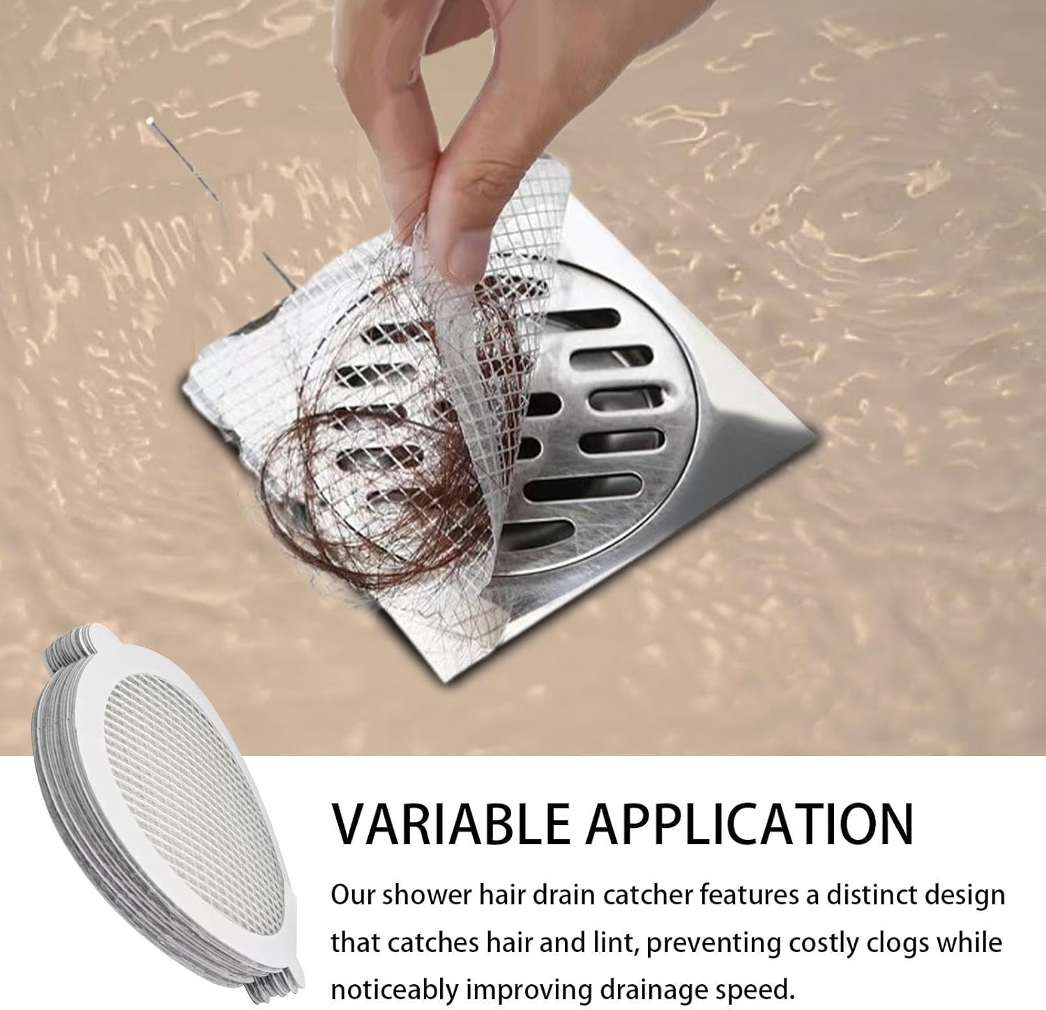 Hair Drain Stickers - Waterproof Adhesive Hair Catcher for Bathroom and Laundry