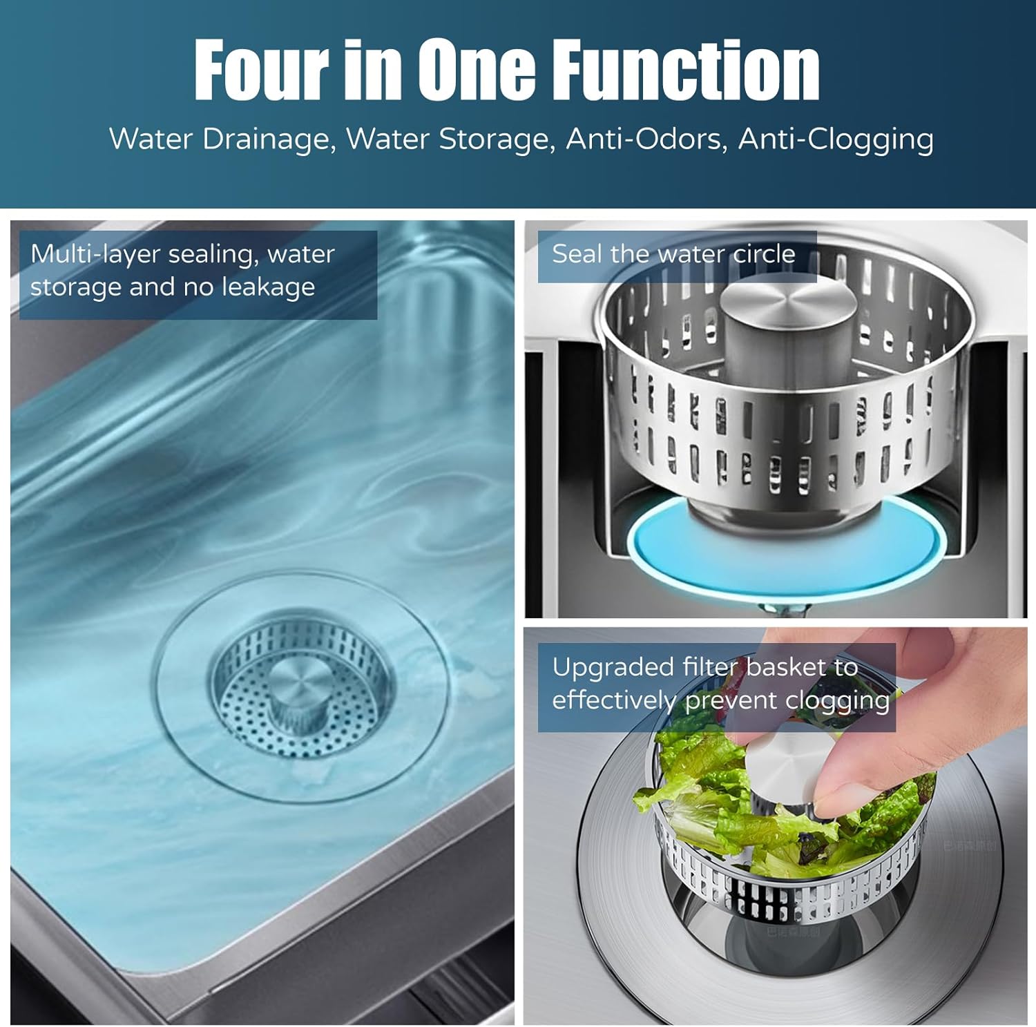 WEEKUU 4 in 1 Stainless Steel Sink Strainer with Copper Bounce 1